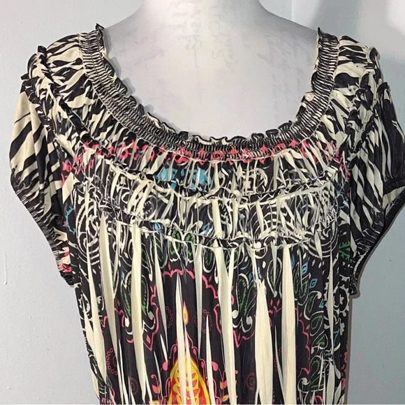 CATO woman, maxi sundress 18/20W, elastic dramatic colar, elastic short sleeves. - Picture 4 of 10